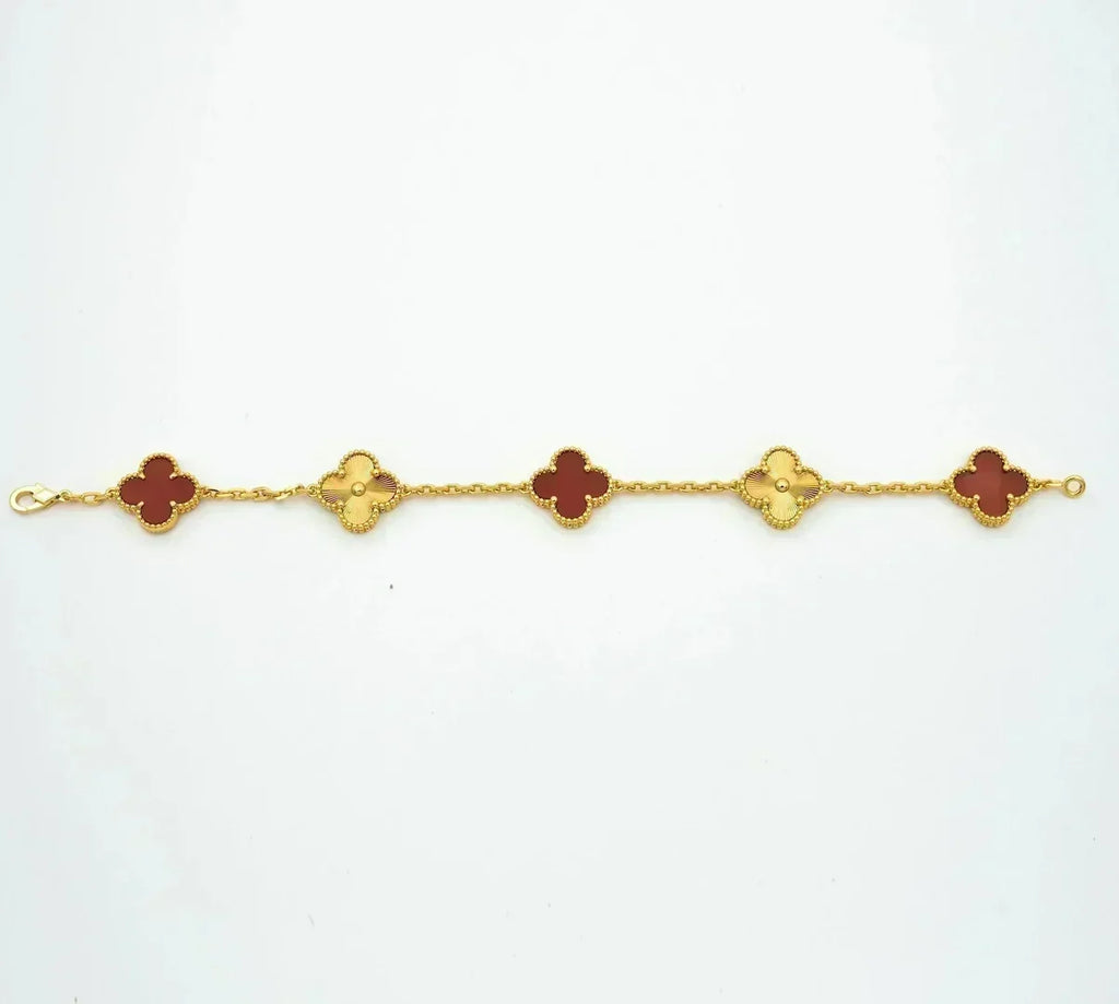 [Elowen jewels ] CLOVER 5 MOTIF RED CORNELIAN BRACELET COLLECTION