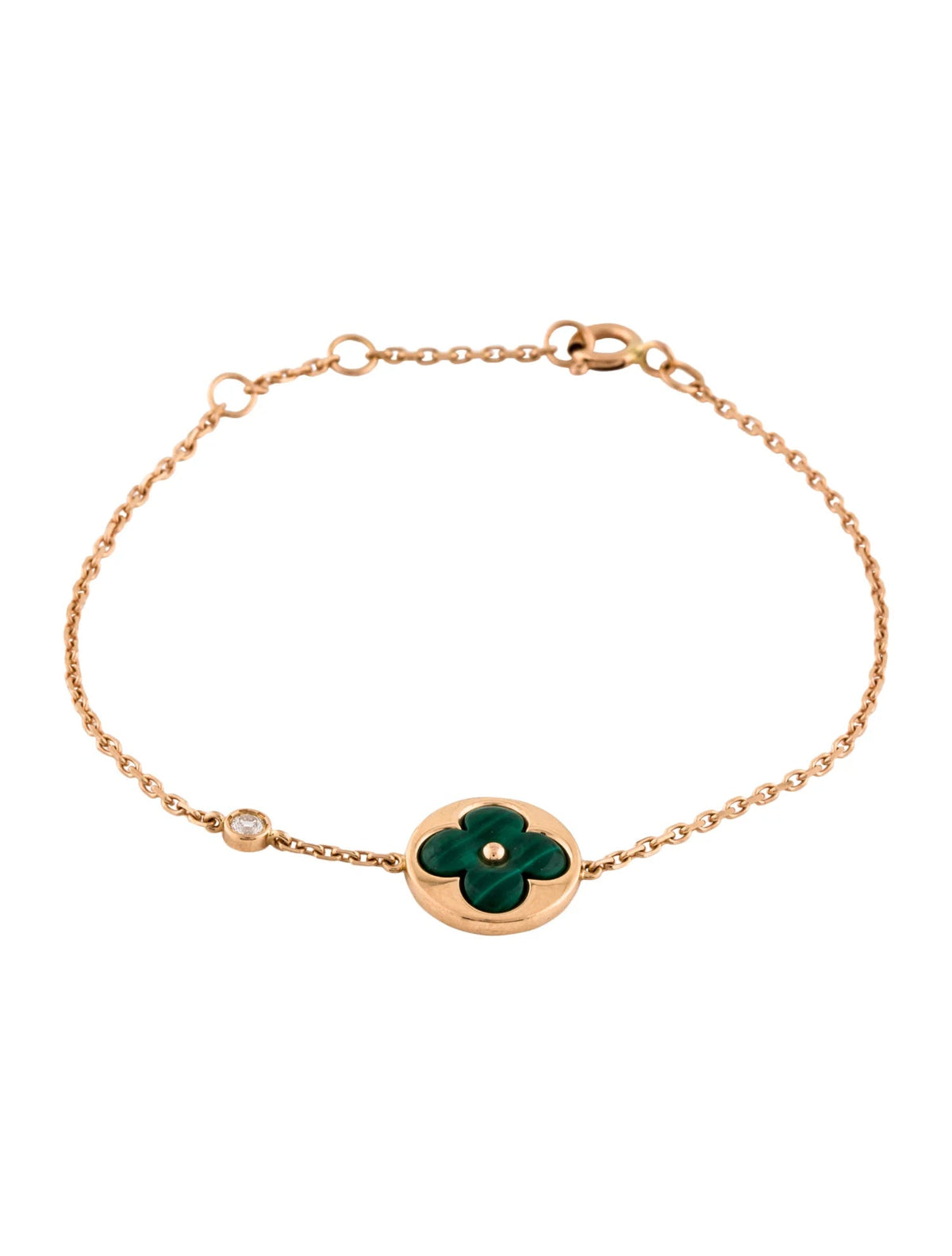 [Elowen jewels ]SUN MALACHITE 1 DIAMOND PINK GOLD BRACELET