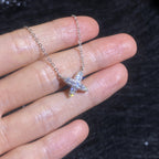 [Elowen]MODERN X-SHAPE PAVÉ MOISSANITE NECKLACE