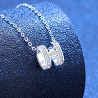 [Elowen]VOLL-PAVÉ "H" MOISSANITE-ANHÄNGER-HALSKETTE