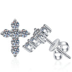 [Elowen]SPARKLING CROSS MOISSANITE STUD EARRINGS