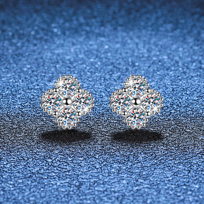 [Elowen]ELEGANTE VIERBLÄTTRIGE KLEEBATT-MOISSANIT-OHRSTECKER