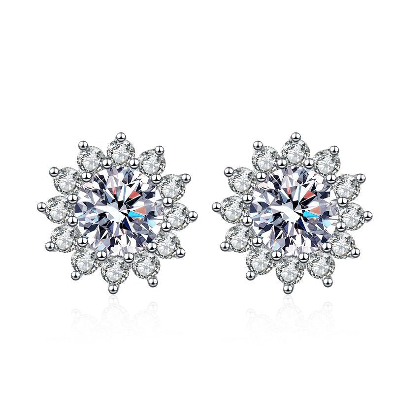 [Elowen]BLOOMING SUNFLOWER MOISSANITE STUD EARRINGS