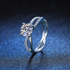 [Elowen]ELEGANT 4-PRONG CROSSOVER MOISSANITE ENGAGEMENT RING