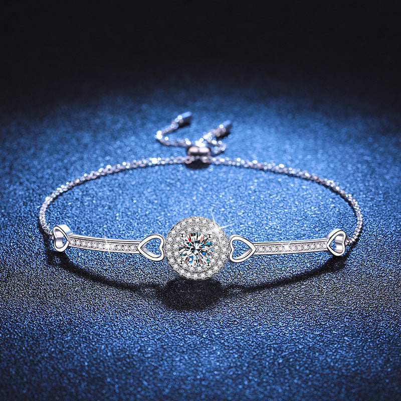 [Elowen]INTERLOCKING HEART & CIRCLE MOISSANITE BRACELET