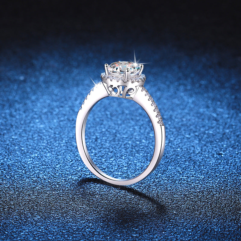 [Elowen]VERLOBUNGSRING MIT STRAHLENDEM ROUND-HALO-MOISSANIT