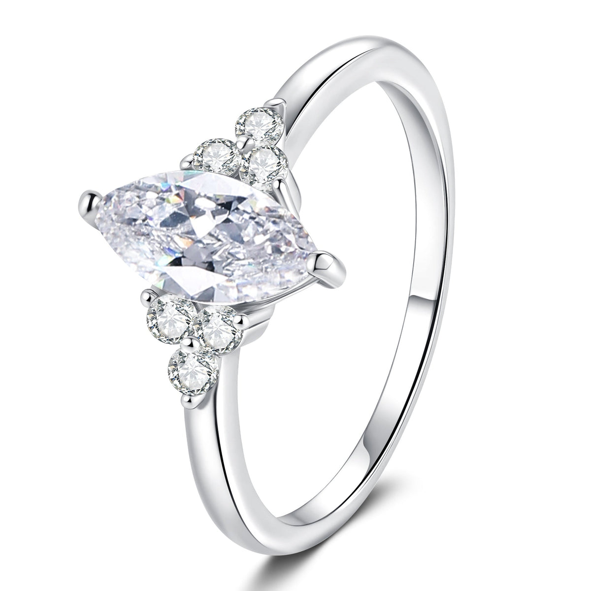 [Elowen]ELEGANT MARQUISE CUT MOISSANITE RING WITH SIDE ACCENTS