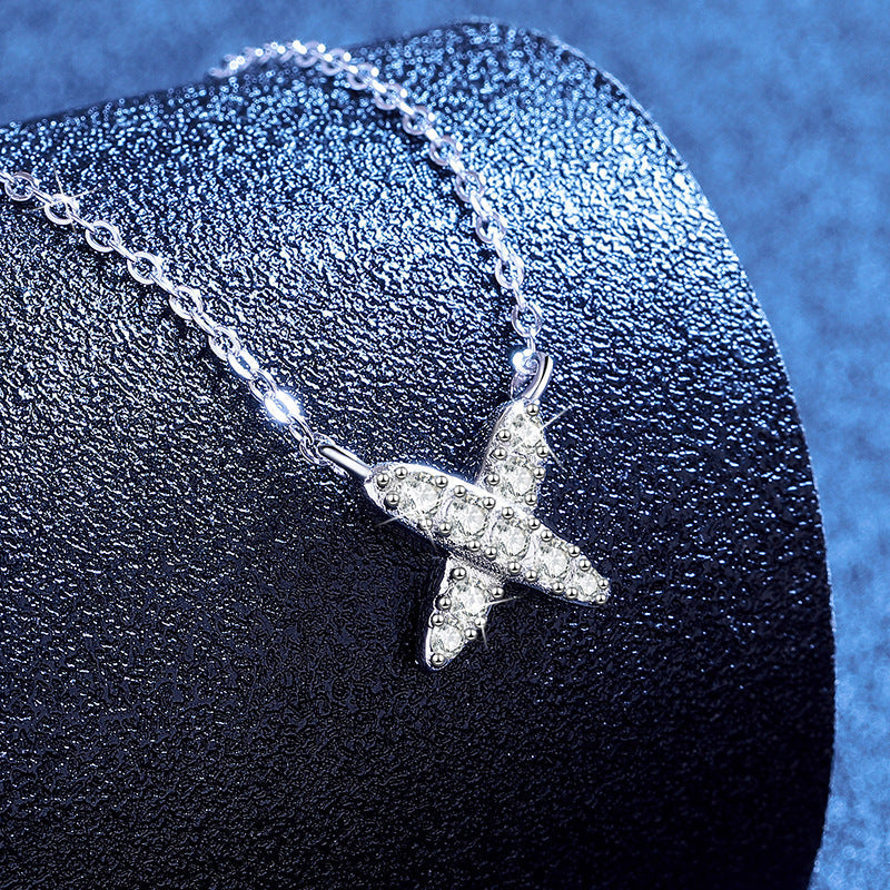 [Elowen]MODERN X-SHAPE PAVÉ MOISSANITE NECKLACE