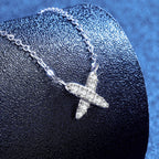 [Elowen]MODERN X-SHAPE PAVÉ MOISSANITE NECKLACE