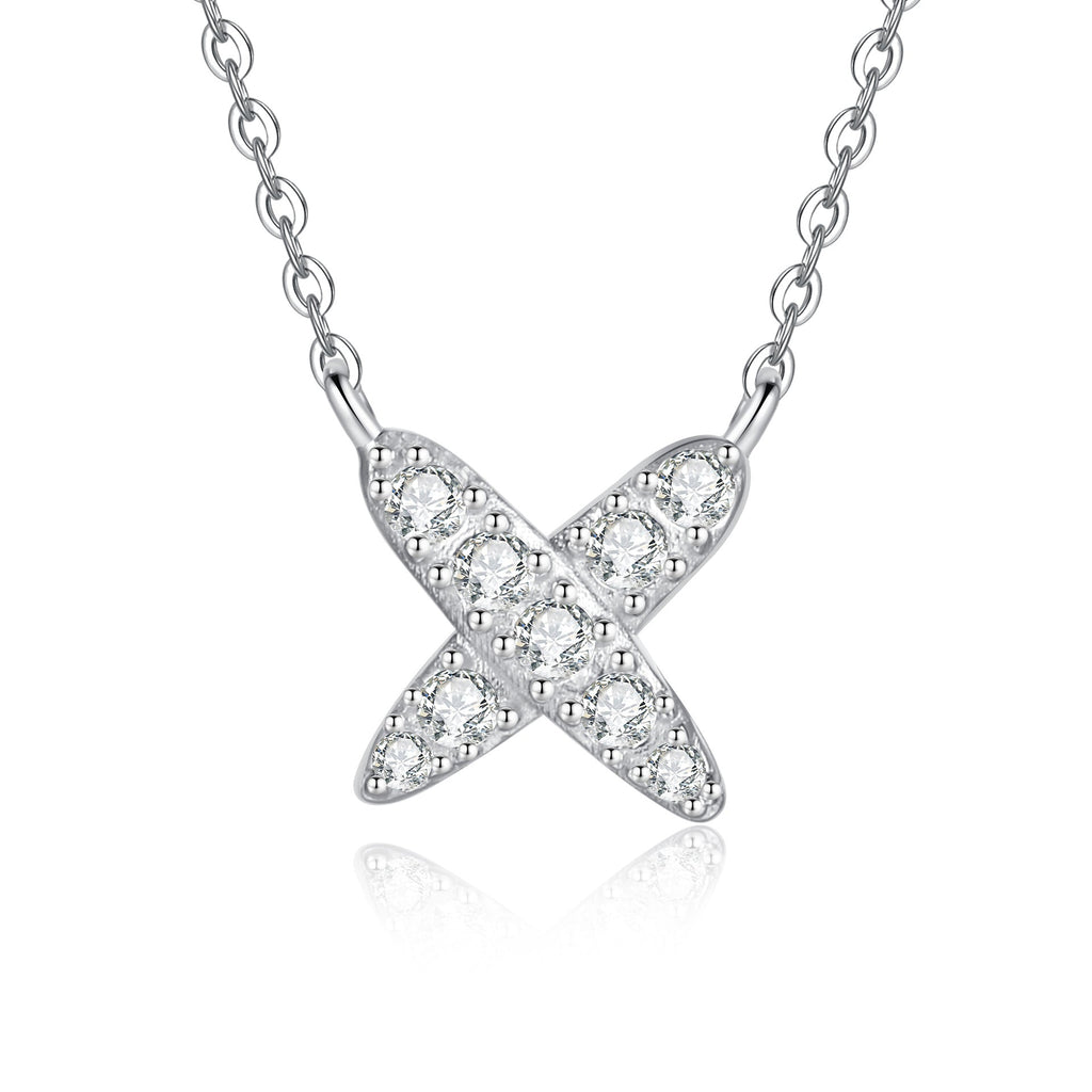 [Elowen]MODERN X-SHAPE PAVÉ MOISSANITE NECKLACE