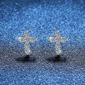 [Elowen]SPARKLING CROSS MOISSANITE STUD EARRINGS