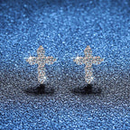 [Elowen]SPARKLING CROSS MOISSANITE STUD EARRINGS