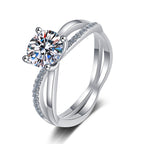 [Elowen]ELEGANT 4-PRONG CROSSOVER MOISSANITE ENGAGEMENT RING