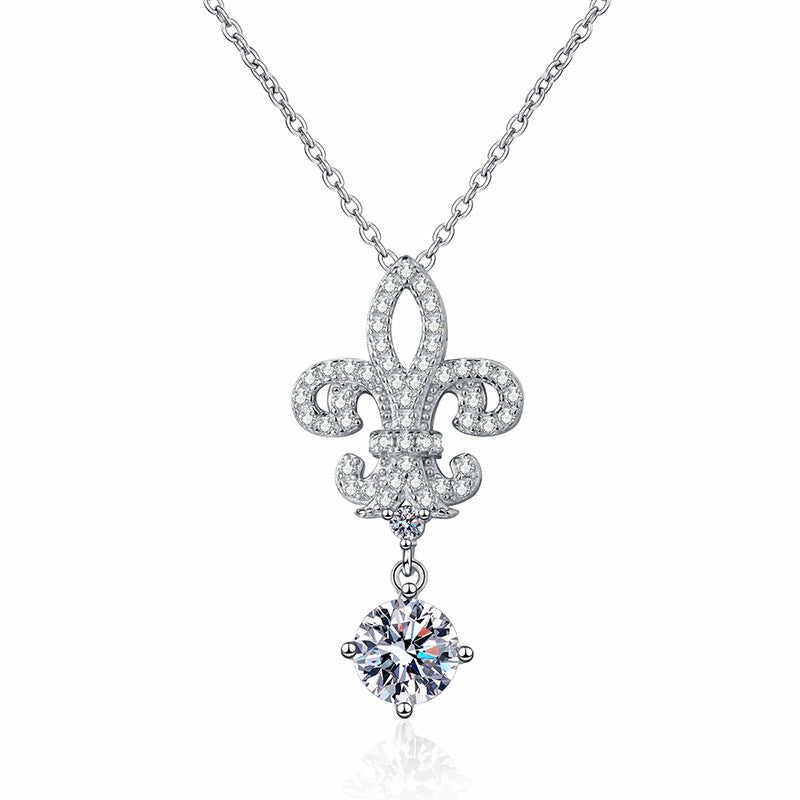 [Elowen]ROYAL FLEUR-DE-LIS MOISSANITE PENDANT NECKLACE