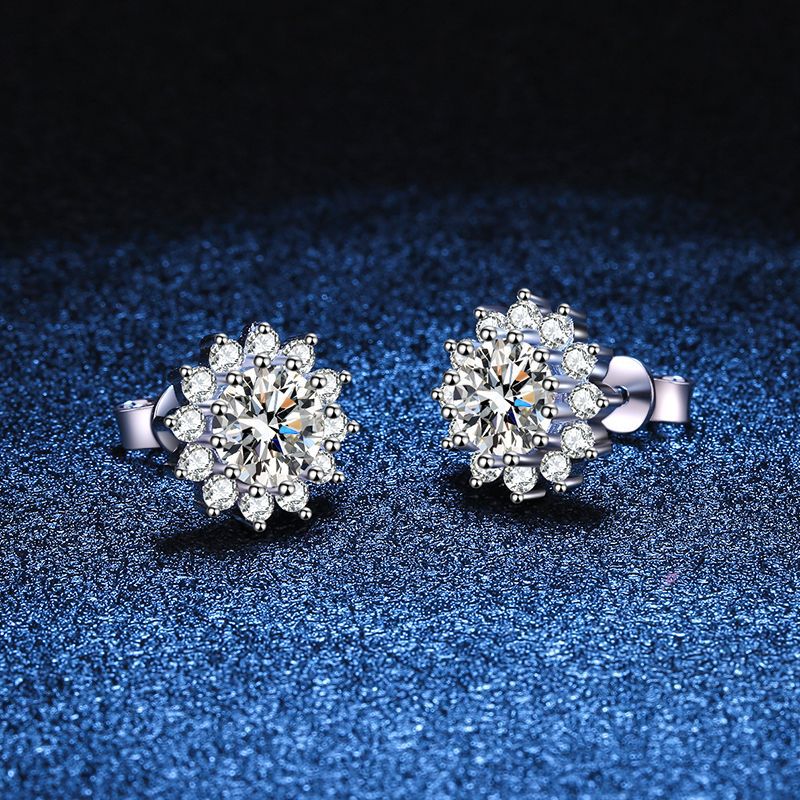 [Elowen]BLOOMING SUNFLOWER MOISSANITE STUD EARRINGS