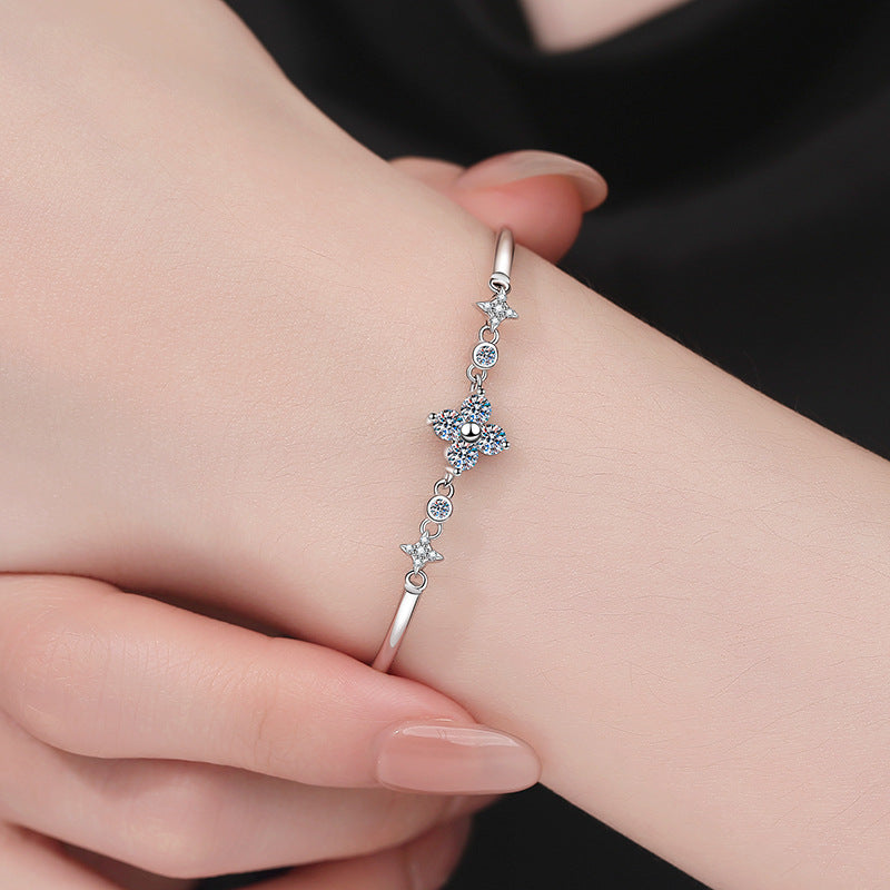 [Elowen]CLOVER & TWIN-STAR MOISSANITE BRACELET