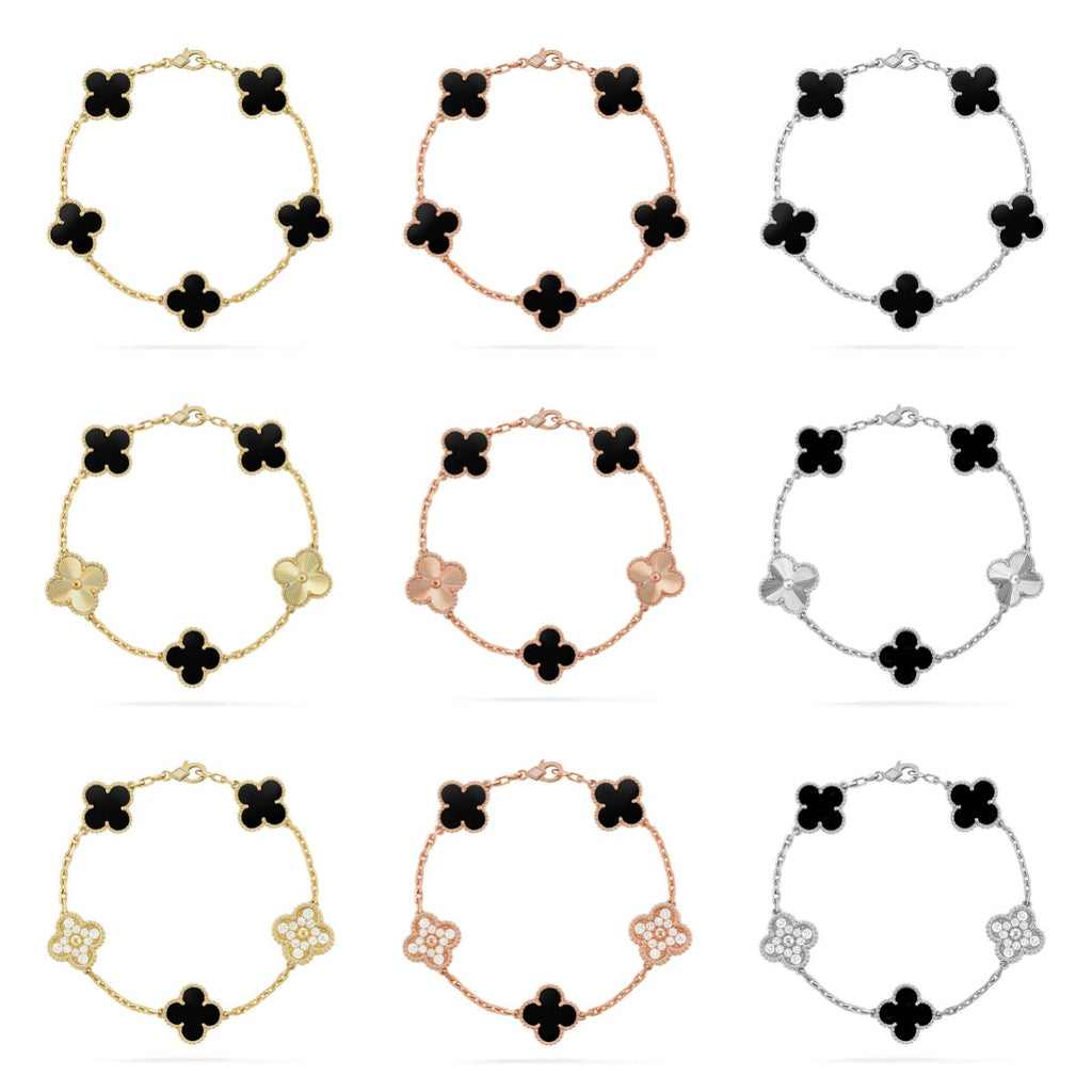 [Elowen jewels ] CLOVER 5 MOTIF ONYXS BRACELET COLLECTION