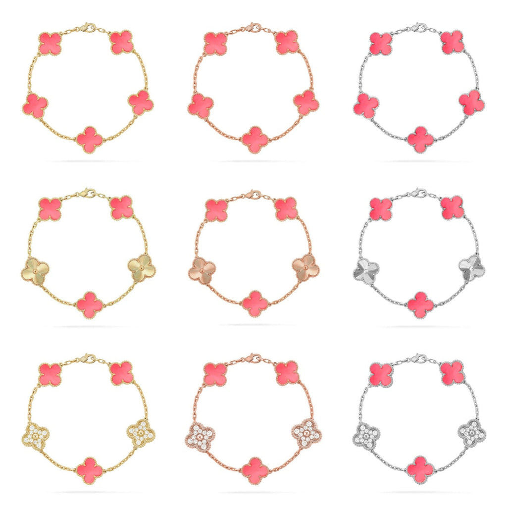 [Elowen jewels ] CLOVER 5 MOTIFS  PINK MOP BRACELET COLLECTION