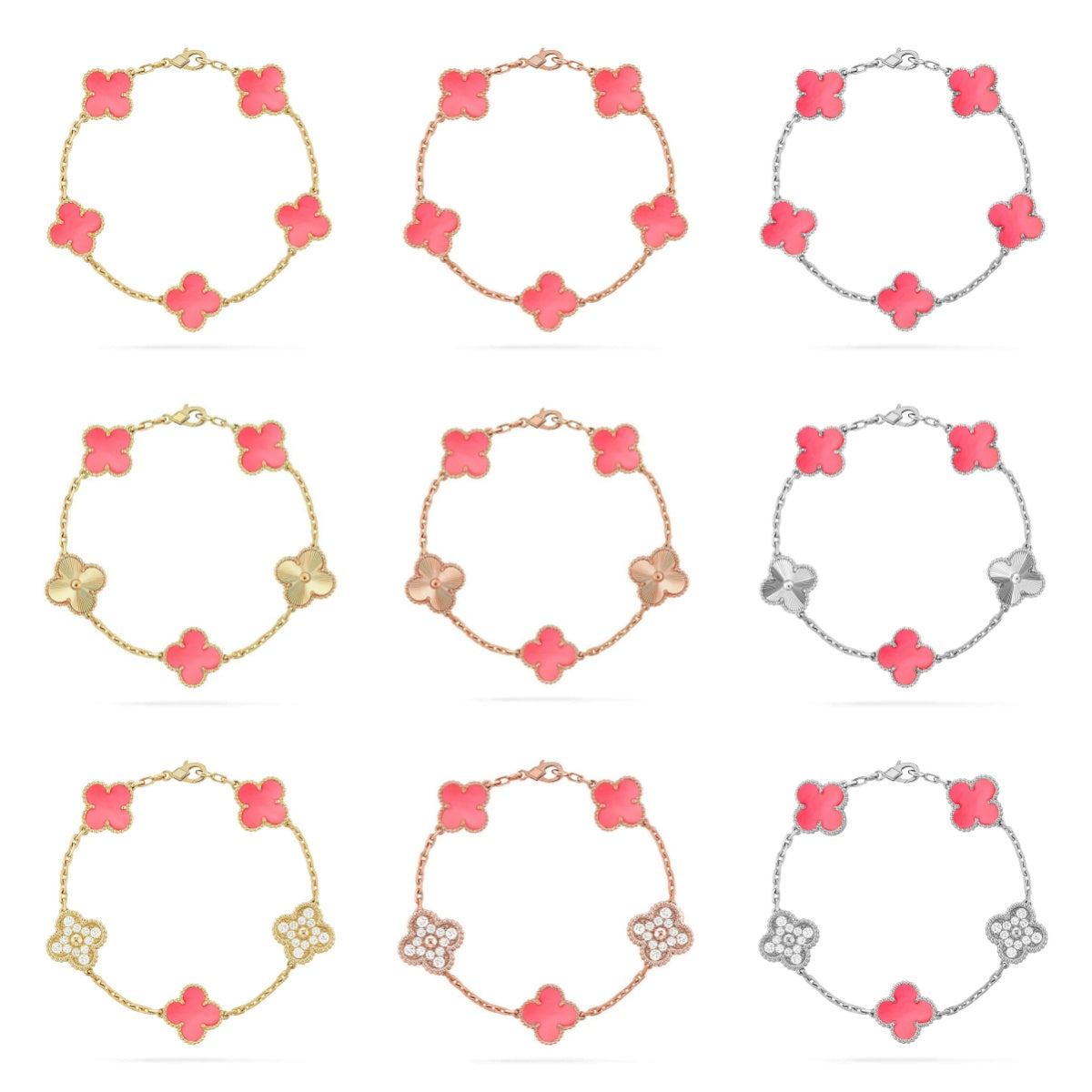 [Elowen jewels ] CLOVER 5 MOTIFS  PINK MOP BRACELET COLLECTION