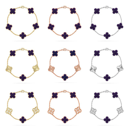 [Elowen Jewels]CLOVER 5 MOTIF PURPLE STRIPES BRACELET COLLECTION