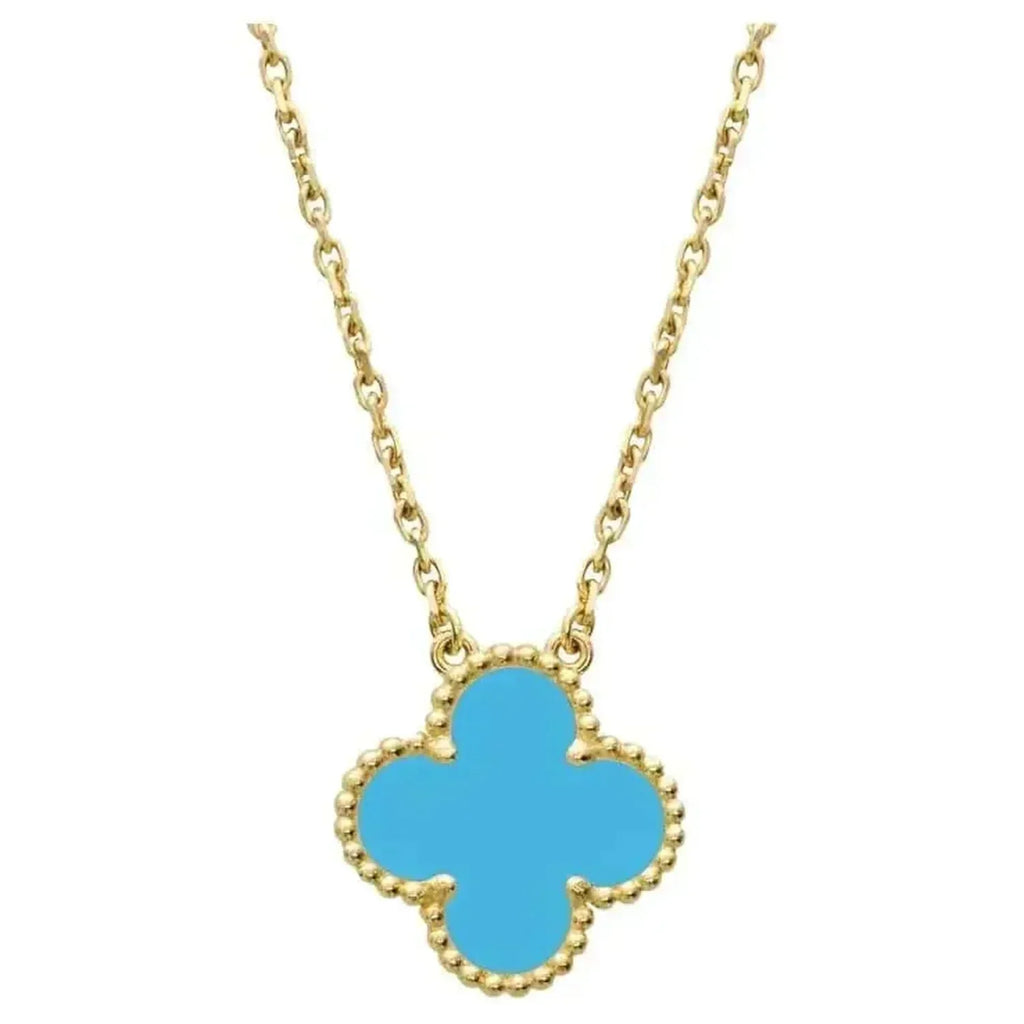[Elowen jewels ]CLOVER 15MM VINTAGE TURQUOISE NECKLACE