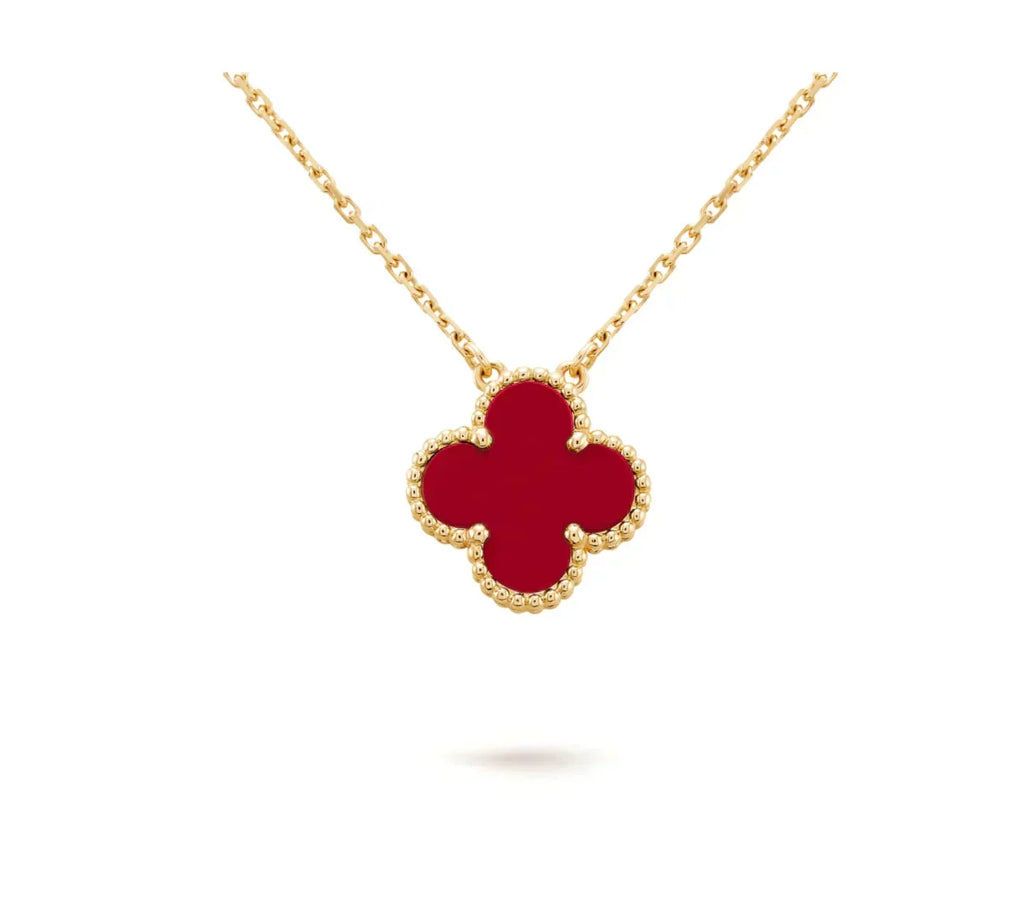 [Elowen jewels ]CLOVER 15MM KARNELIAN EINZELBLUMEN-HALSKETTE
