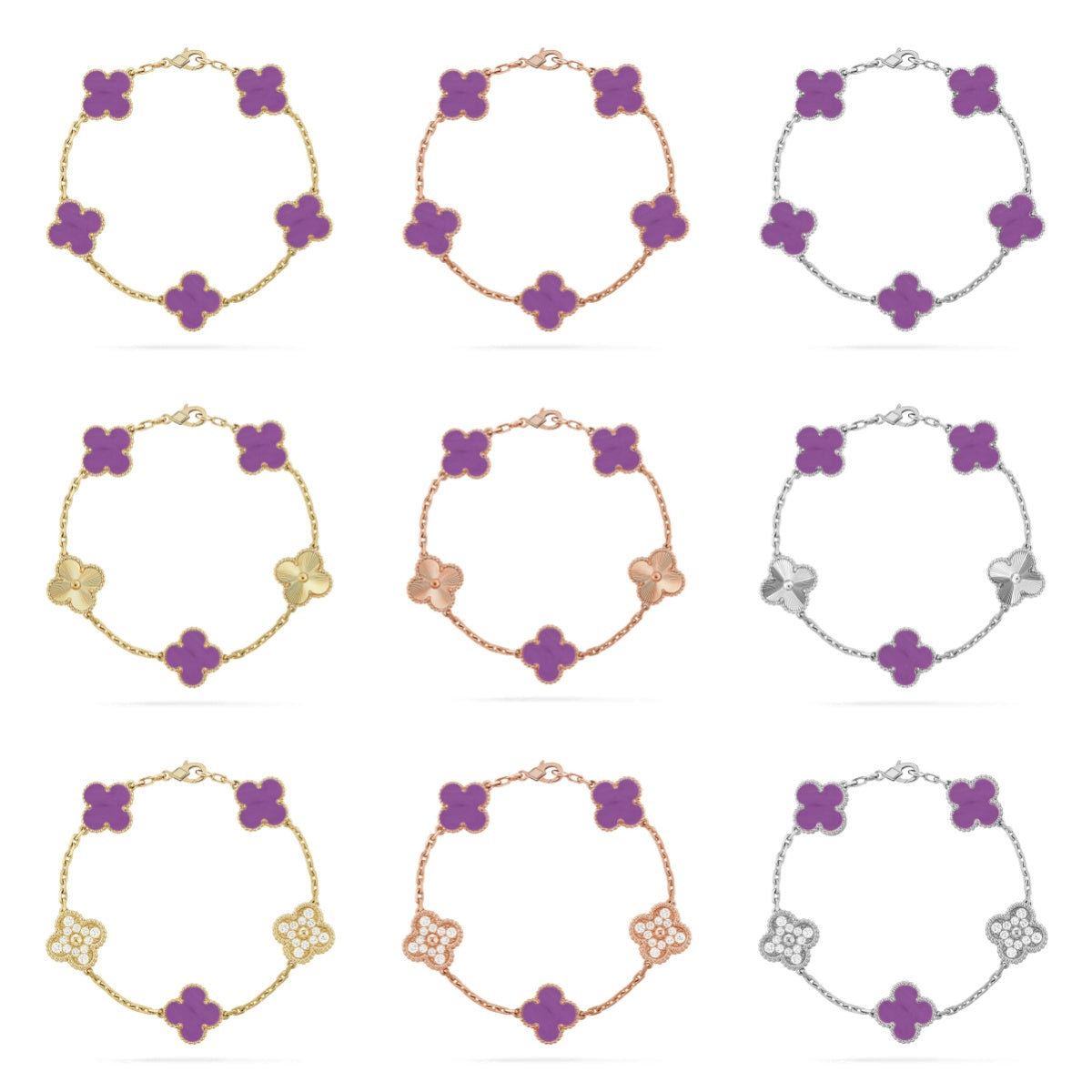 [Elowen jewels ] CLOVER 5 MOTIF VIOLET BRACELET COLLECTION