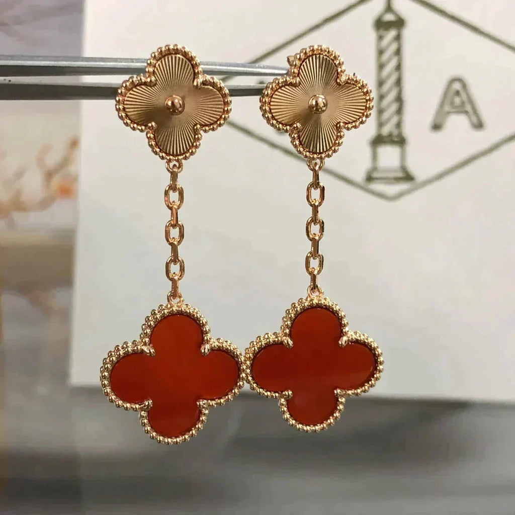 [Elowen jewels ]CLOVER 2 MOTIV LASER-KARNEOL-OHRRINGE