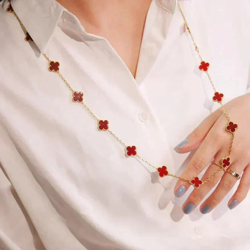 [Elowen jewels ]CLOVER 20 MOTIFS CARNELIAN NECKLACE