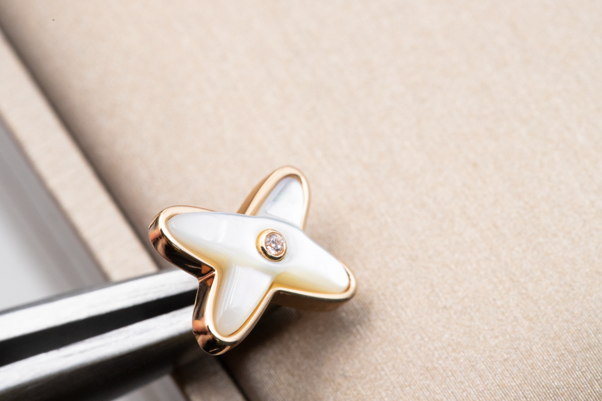 [Elowen jewels ]JEUX DE WHITE MOP ROSE GOLD DIAMOND EARRINGS