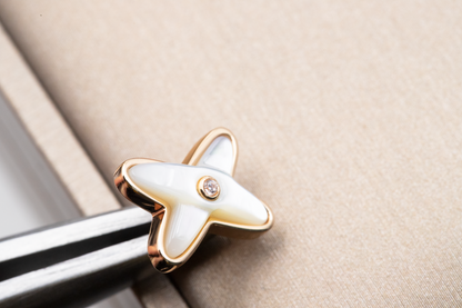 [Elowen Jewels]JEUX DE WHITE MOP PINK GOLD DIAMOND EARRINGS