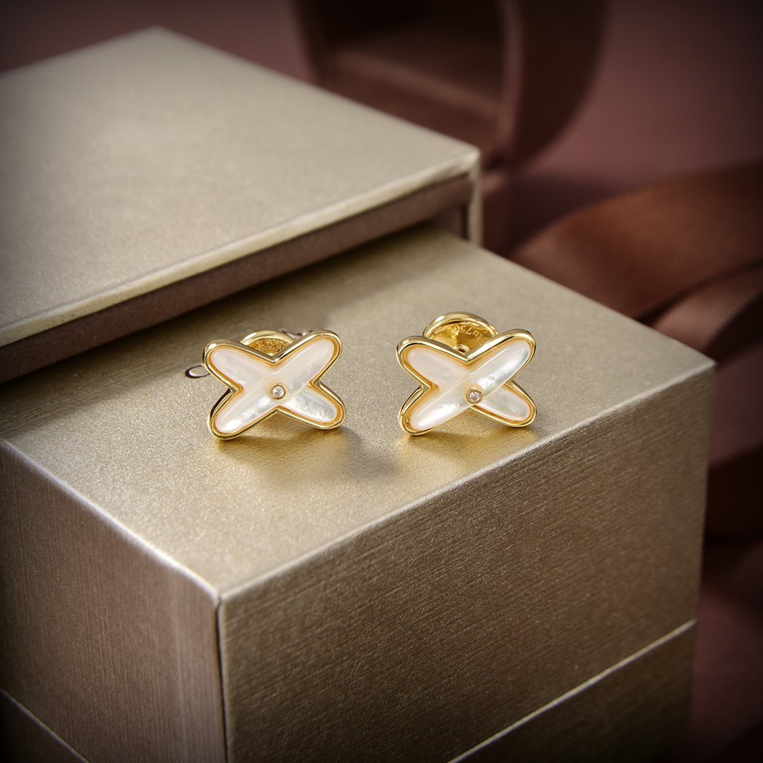 [Elowen jewels ]JEUX DE WHITE MOP GOLD DIAMOND EARRINGS