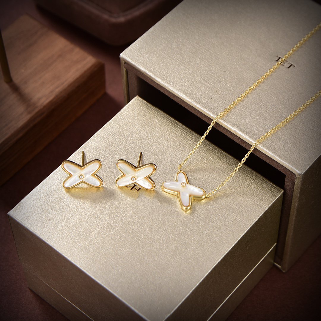 [Elowen jewels ]JEUX DE WHITE MOP GOLD DIAMOND EARRINGS