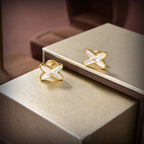 [Elowen jewels ]JEUX DE WHITE MOP GOLD DIAMOND OHRRINGE