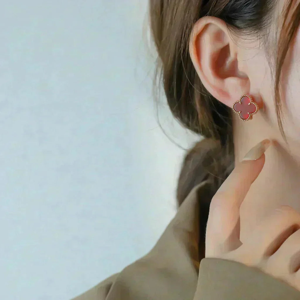 [Elowen jewels ]CLOVER MEDIUM 1 MOTIFS CARNELIAN  EARRINGS