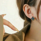 [Elowen jewels ]CLOVER MEDIUM 1 MOTIV ONYX OHRSTECKER