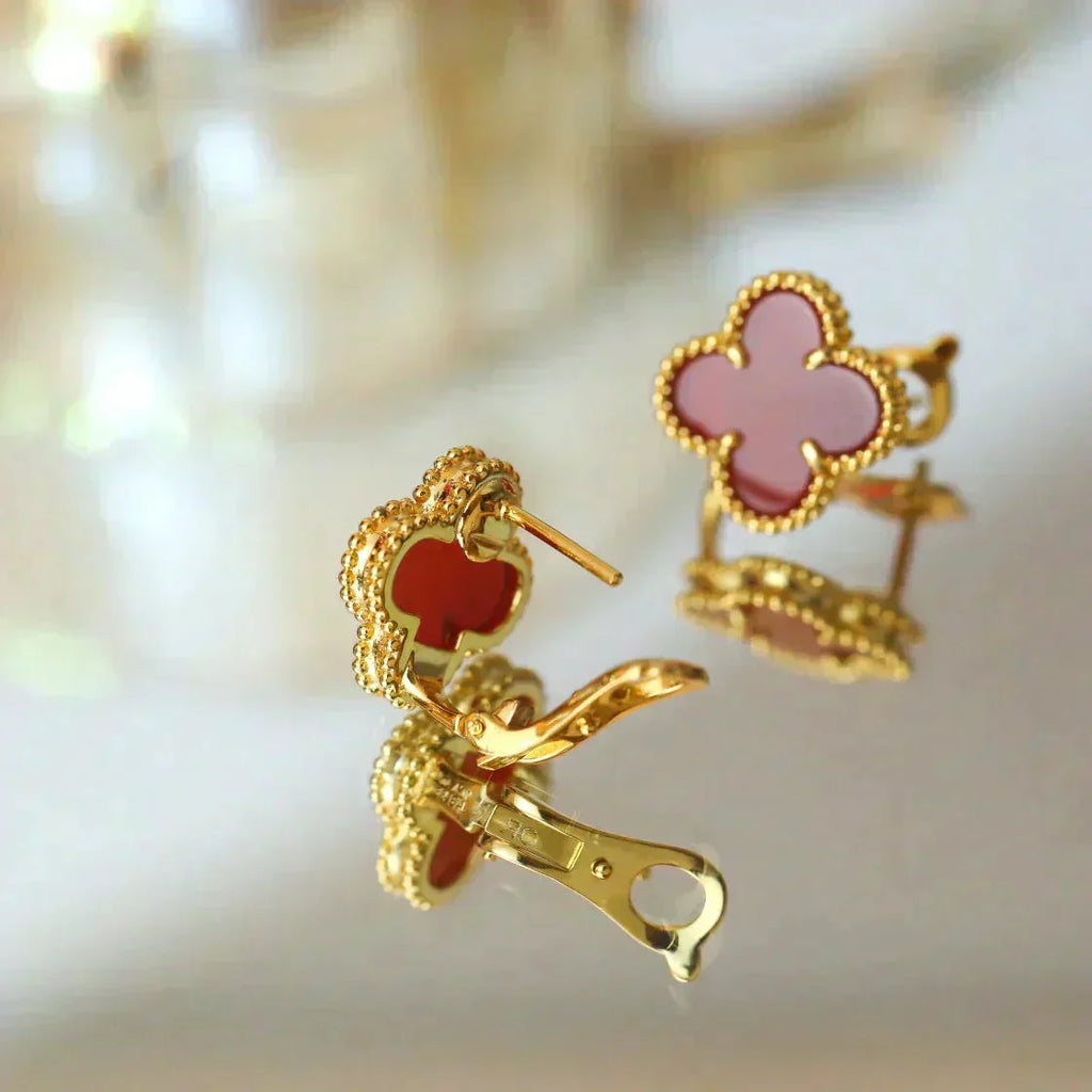 [Elowen jewels ]CLOVER MEDIUM 1 MOTIFS CARNELIAN  EARRINGS