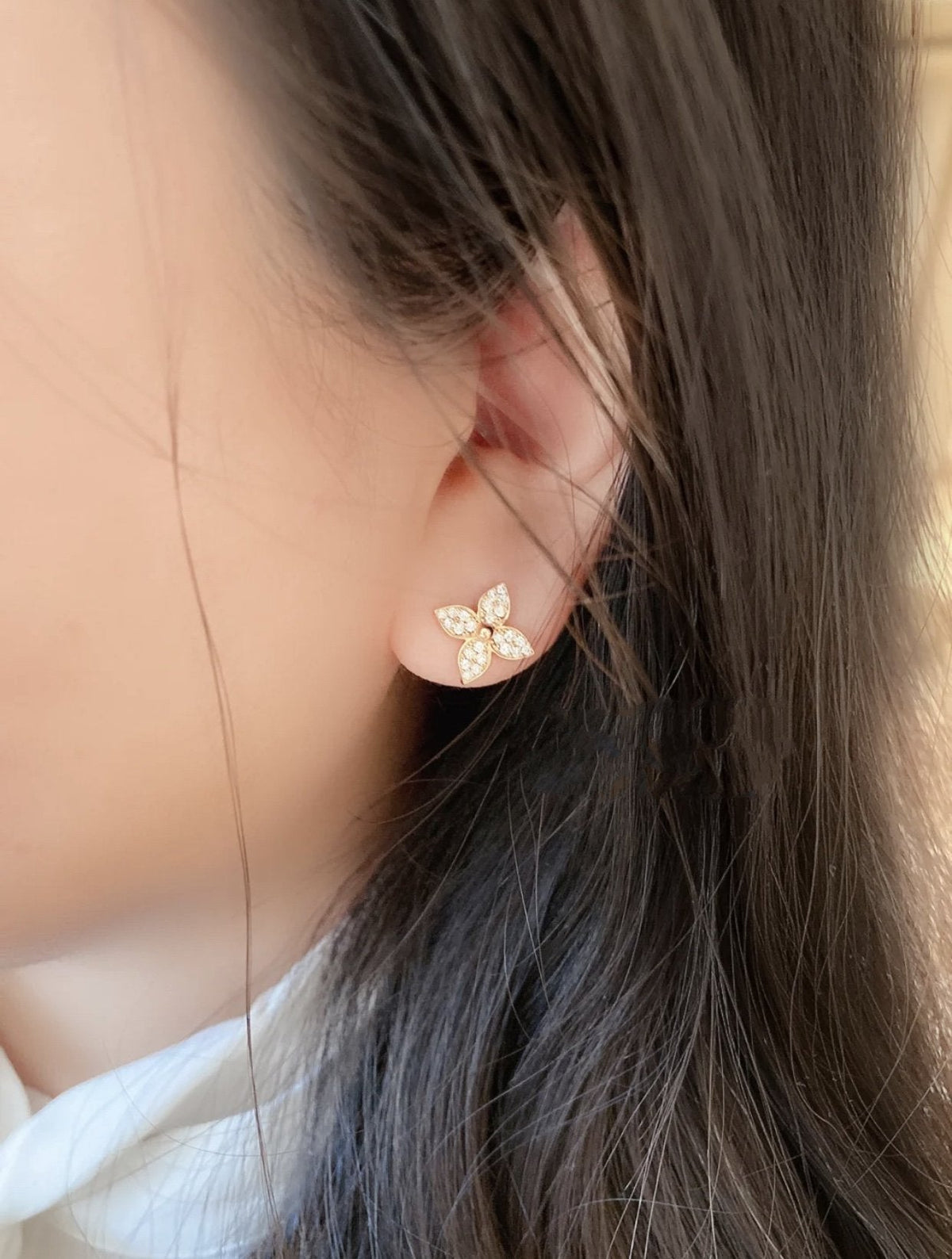 [Elowen jewels ]STAR BLOSSOM STUD EARRINGS PINK GOLD DIAMONDS