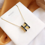 [Elowen jewels ]HM CLIC BLACK ENAMEL GOLD NECKLACE