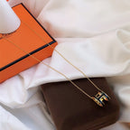 [Elowen jewels ]HM CLIC BLACK ENAMEL GOLD NECKLACE