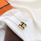 [Elowen jewels ]HM CLIC BLACK ENAMEL GOLD NECKLACE