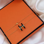 [Elowen jewels ]HM CLIC BLACK ENAMEL GOLD NECKLACE