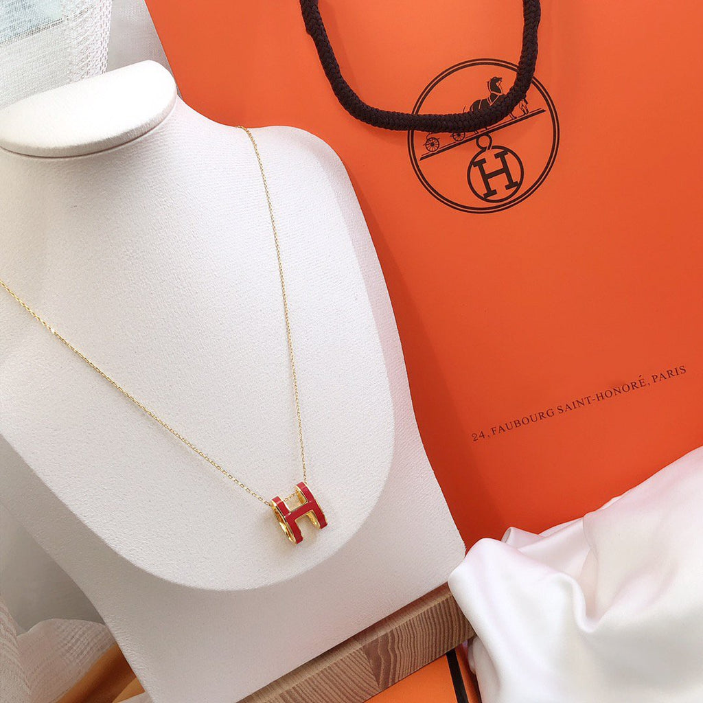[Elowen jewels ]HM CLIC ROTE EMAILLE-HALSKETTE IN GOLD