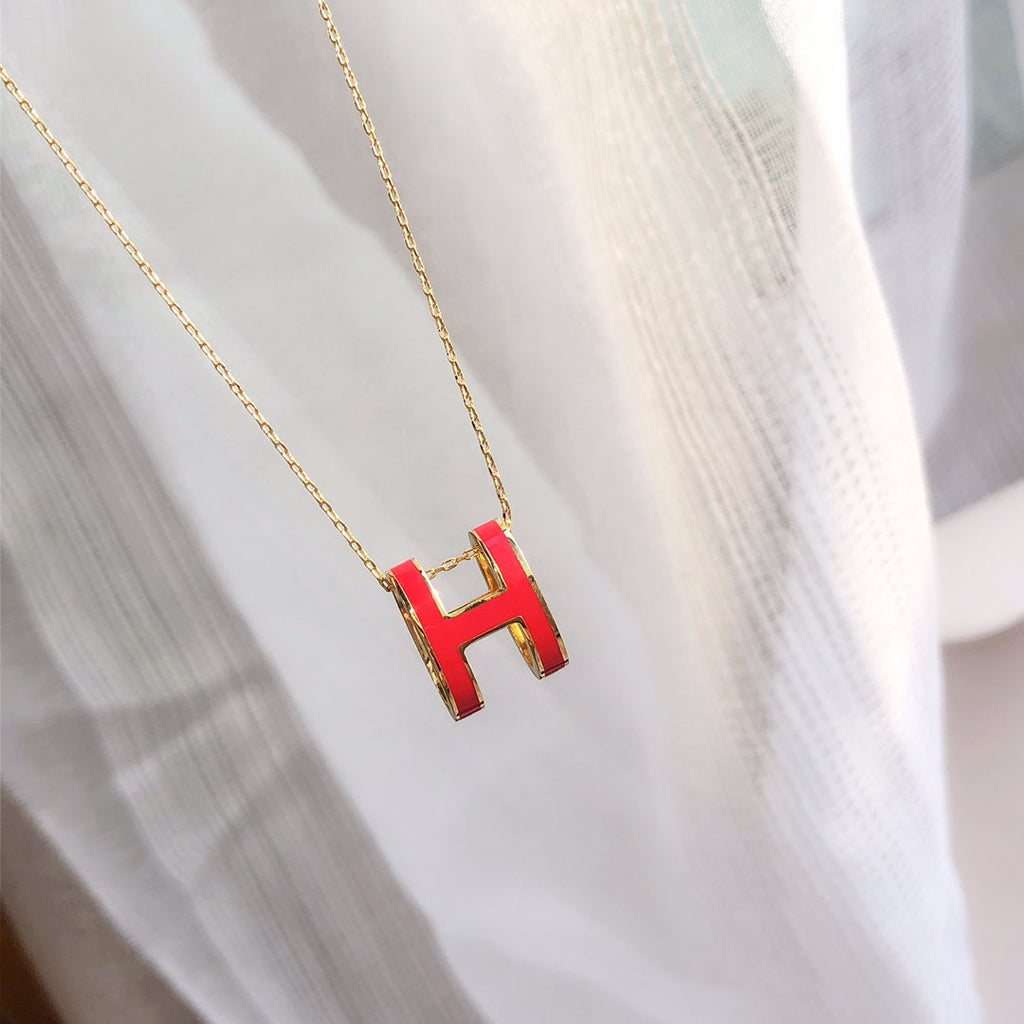 [Elowen jewels ]HM CLIC ROTE EMAILLE-HALSKETTE IN GOLD