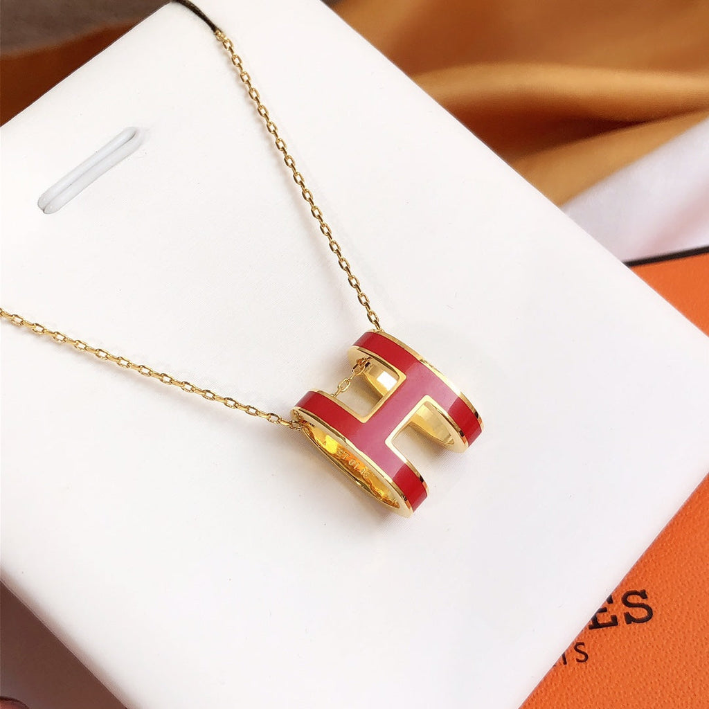 [Elowen jewels ]HM CLIC ROTE EMAILLE-HALSKETTE IN GOLD