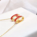 [Elowen jewels ]HM CLIC ROTE EMAILLE-HALSKETTE IN GOLD