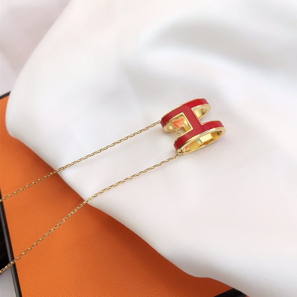 [Elowen jewels ]HM CLIC ROTE EMAILLE-HALSKETTE IN GOLD