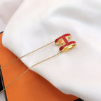 [Elowen jewels ]HM CLIC ROTE EMAILLE-HALSKETTE IN GOLD
