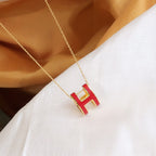[Elowen jewels ]HM CLIC ROTE EMAILLE-HALSKETTE IN GOLD