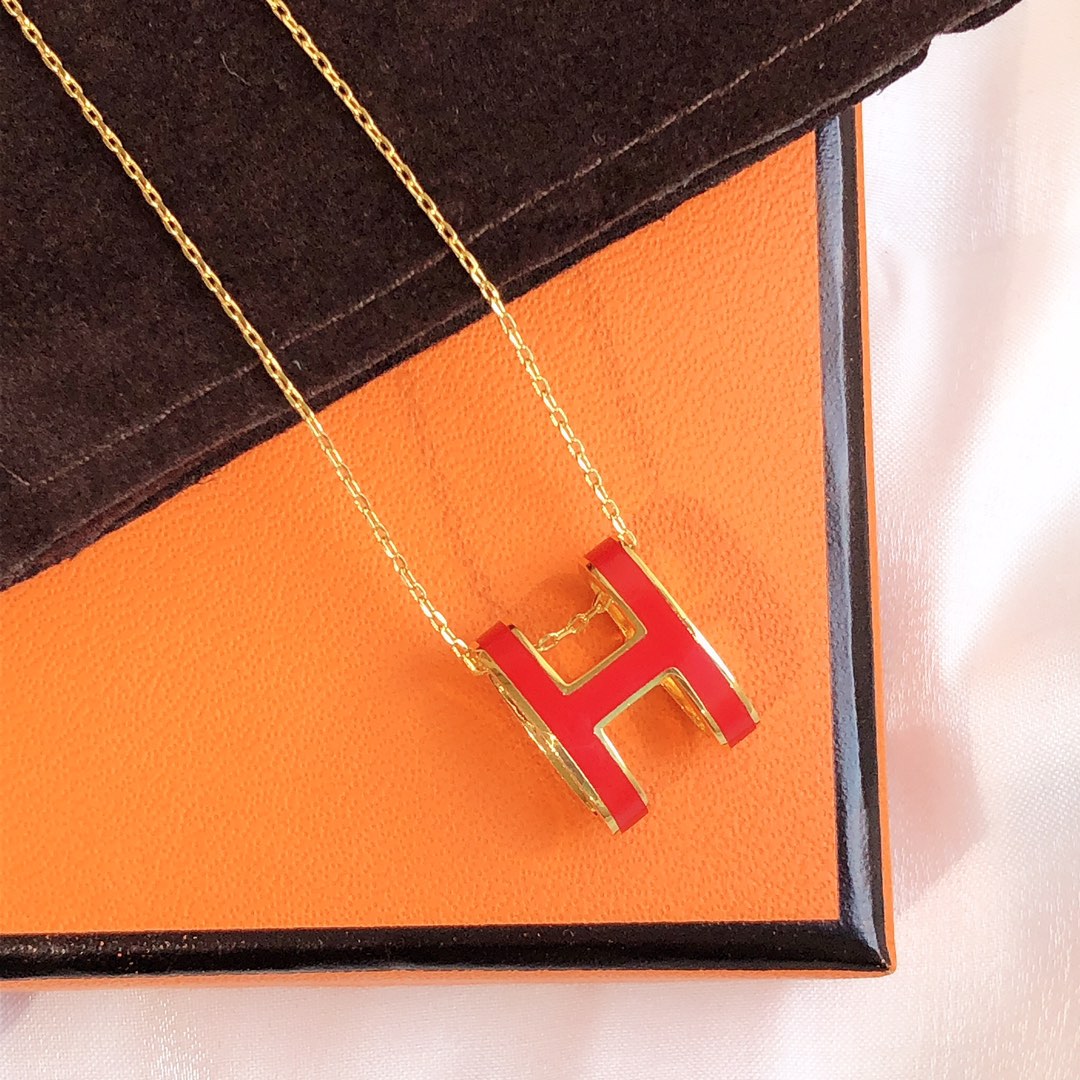 [Elowen jewels ]HM CLIC ROTE EMAILLE-HALSKETTE IN GOLD